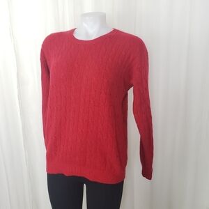 Vintage Sutton Studio Bloomingdale's Cashmere red cable knit sweater small
